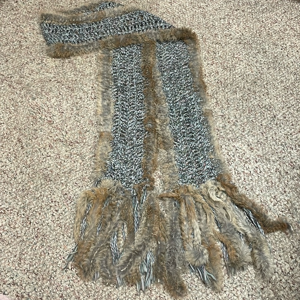 Oversized real fur scarf